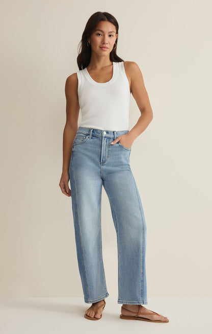 Luna High Rise Crop Bowed Denim