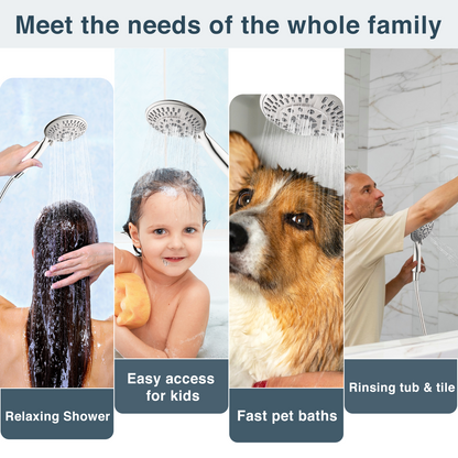 9-Spray Handheld Shower Head Set with Hose and Shower Arm Mount