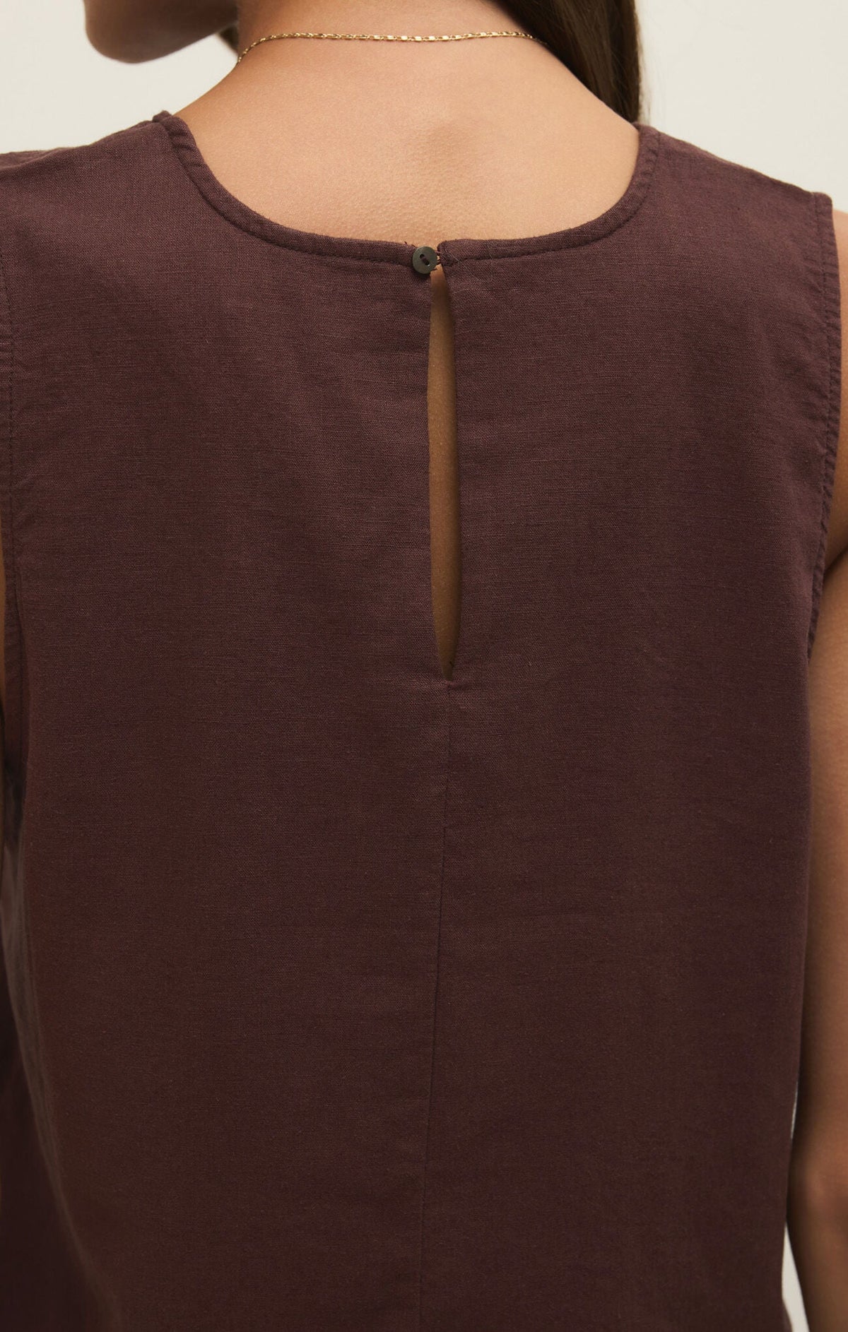 Sloane Linen Top- Chocolate Cherry