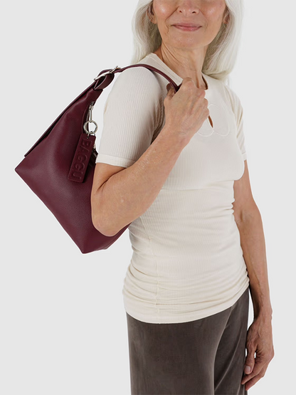 Mini Recycled Leather Shoulder Bag: Mahogany