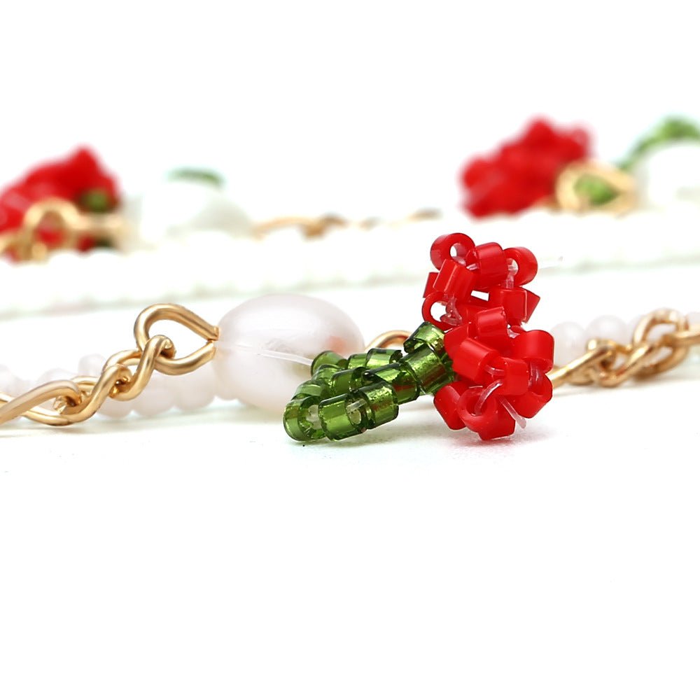 Stacking Cherry And Pearl Y2K Necklace