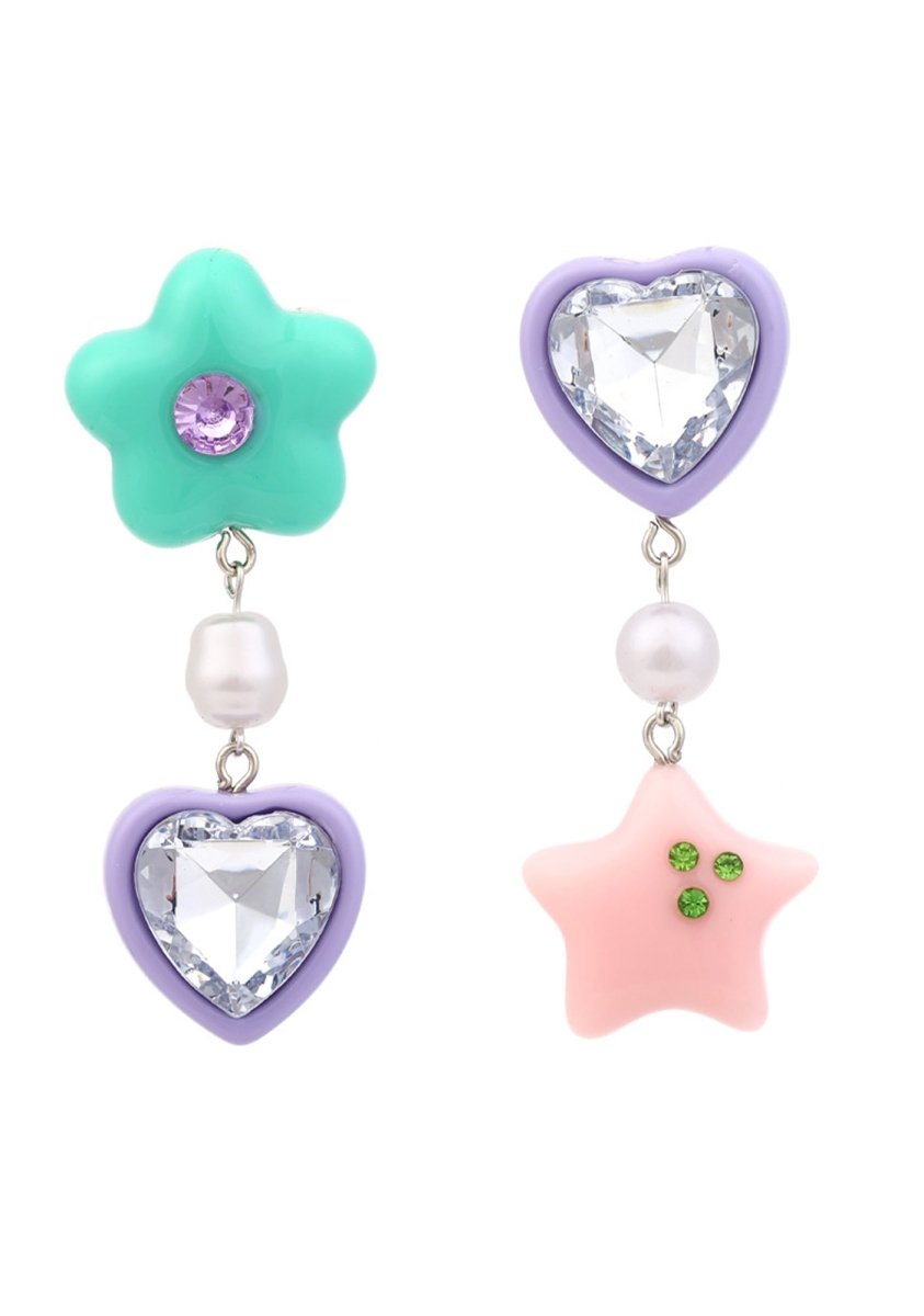 Star Flower Heart Earbob Earrings