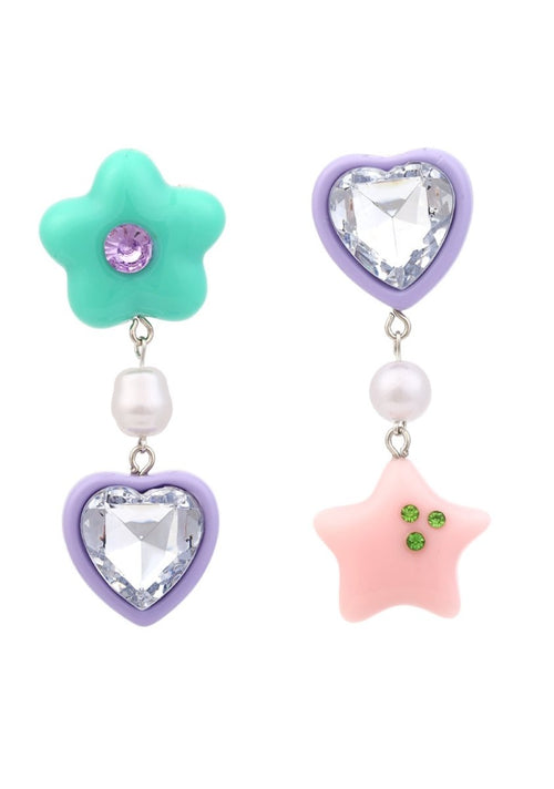 Star Flower Heart Earbob Earrings