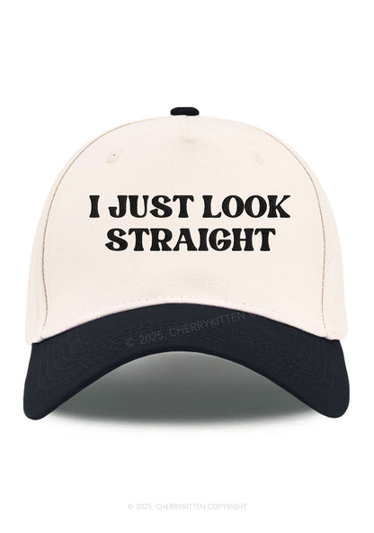 Embroidered I Just Look Straight Pride Y2K Color Block Baseball Cap Cherrykitten