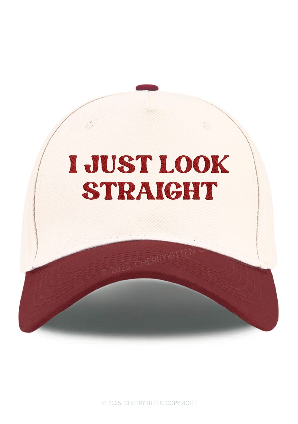 Embroidered I Just Look Straight Pride Y2K Color Block Baseball Cap Cherrykitten