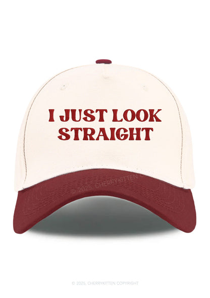 Embroidered I Just Look Straight Pride Y2K Color Block Baseball Cap Cherrykitten