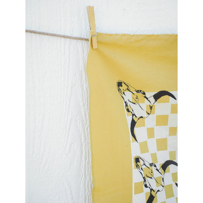 "Bison Skull" Check Bandana - Mustard