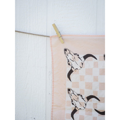 "Bison Skull" Check Bandana - Pink