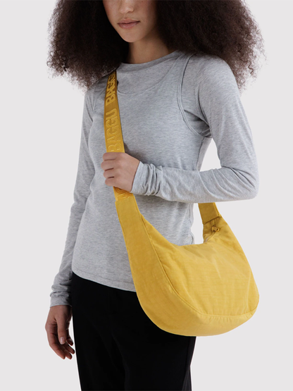 Medium Nylon Crescent Bag: Sunflower