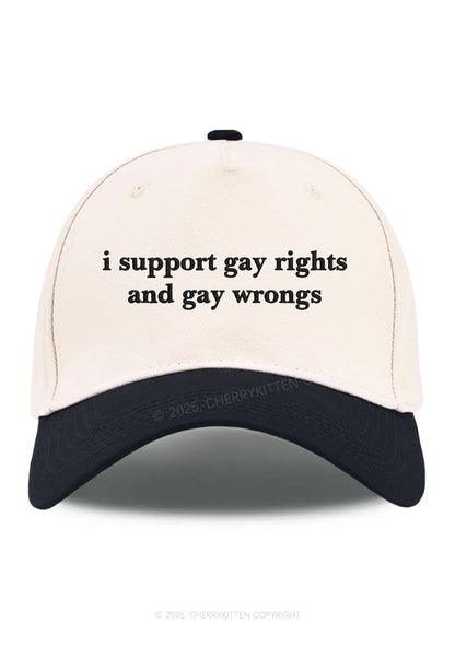 Embroidered Support Gay Rights Pride Y2K Color Block Baseball Cap Cherrykitten