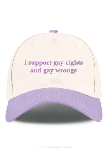Embroidered Support Gay Rights Pride Y2K Color Block Baseball Cap Cherrykitten