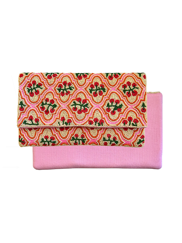 Beaded Clutch Crossbody Bag: Tomatoes