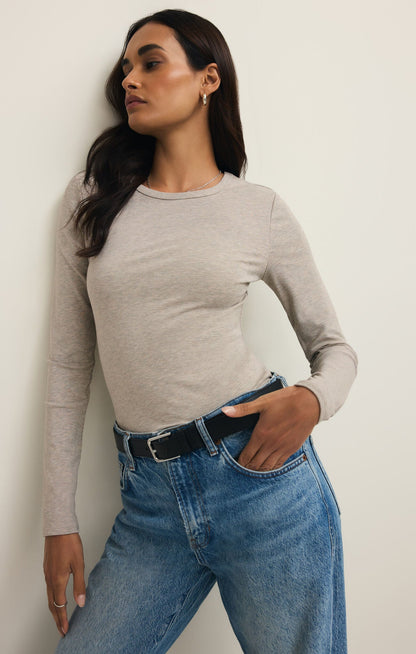 Second Skin Crew Neck Long Sleeve- Natural Heather