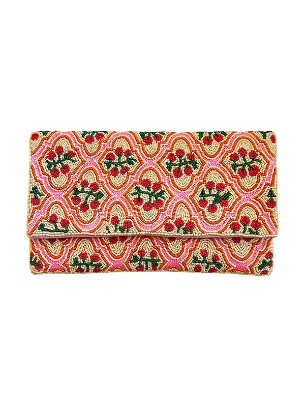 Beaded Clutch Crossbody Bag: Tomatoes