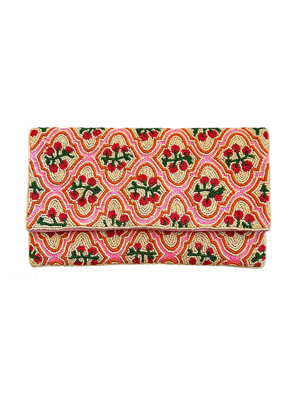 Beaded Clutch Crossbody Bag: Tomatoes