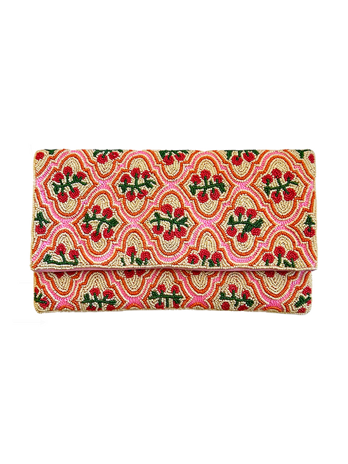 Beaded Clutch Crossbody Bag: Tomatoes