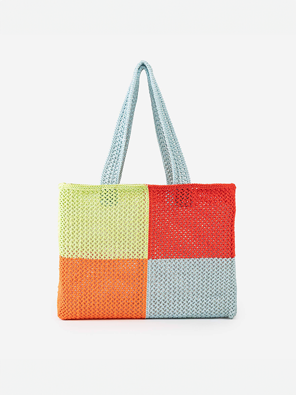 Quattro Raffia Beach Tote: Poppy Stone Blue