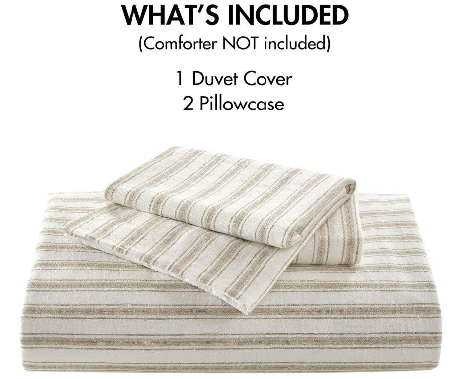 Luxury Linen Duvet Cover Set – Striped All-Season Bedding for Coastal & Modern Aesthetics