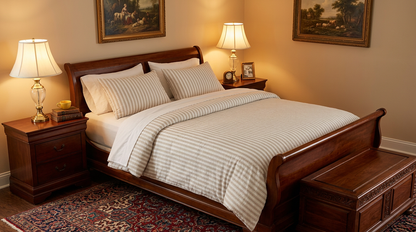 Luxury Linen Duvet Cover Set – Striped All-Season Bedding for Coastal & Modern Aesthetics