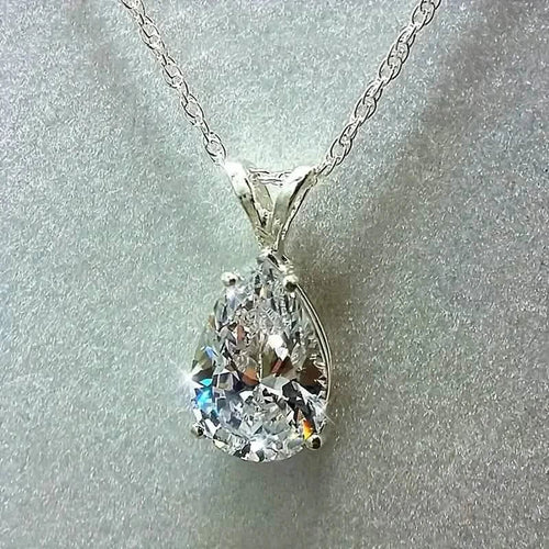 Teardrop Shaped Zirconia Pendant Copper Necklace