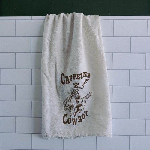"Caffeine Cowboy" Tea Towel