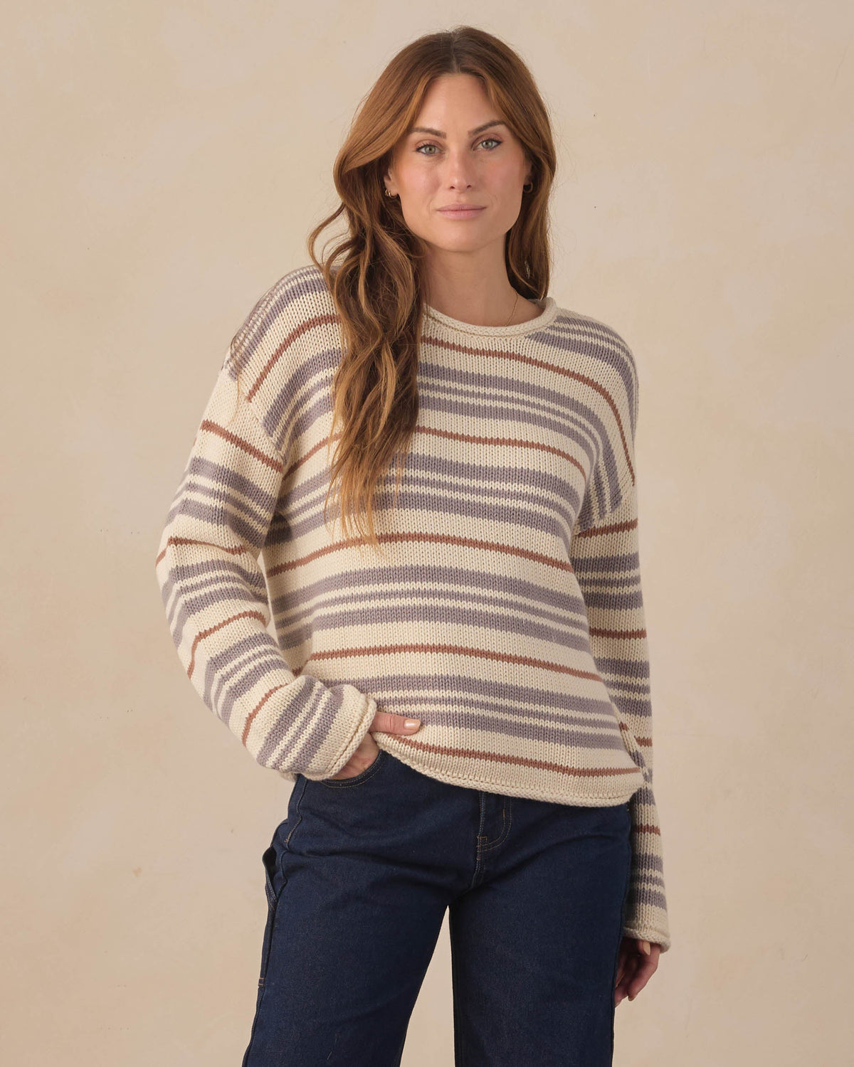 Jacques Sweater Dusty Blue Stripe