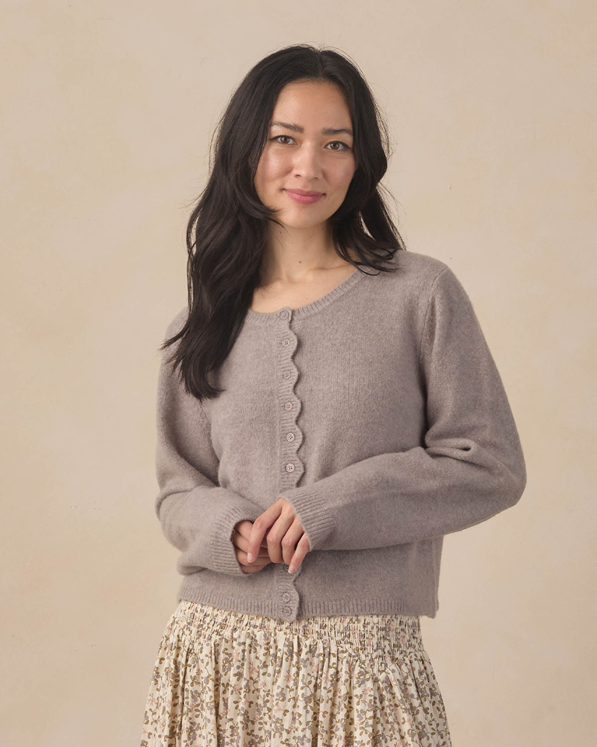 Scallop Cardigan - Dusty Blue