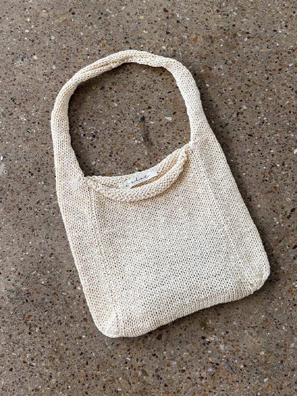 Mini Knit Tote Bag: Cream