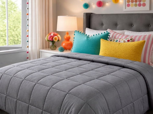Quility 20 lb Queen Weighted Blanket, 60x80 Breathable Cotton Glass Bead Blanket for Adults
