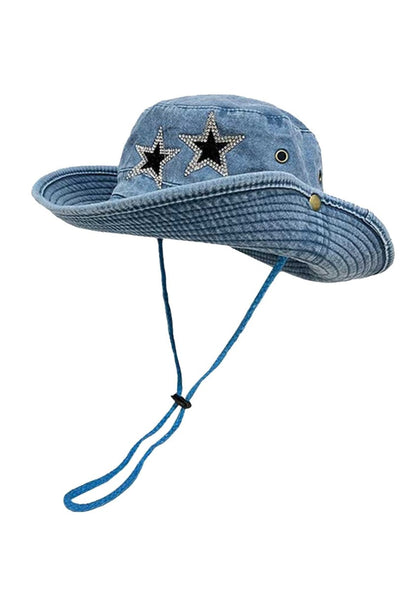 Western Cowboy Stars Vintage Denim Hat