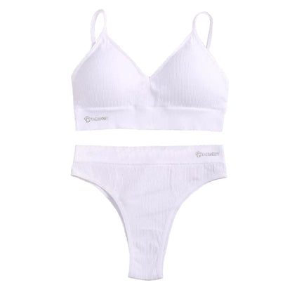 Talmont Seamless Ribbed Bra & Panty Set – Soft, Stretchy Lounge Lingerie with Removable Pads