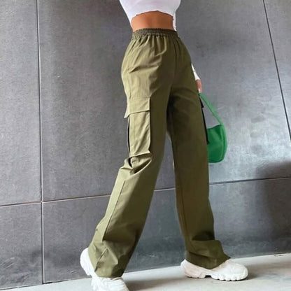 Women's Chinos Cargo Mid Waist Pants