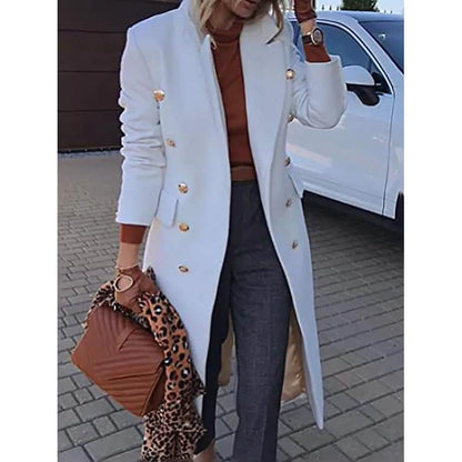 Women's Coat Regular Fit Warm Casual Jacket Long Sleeve Solid Color