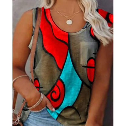 Women's Sleeveless Crew Neck Casual Top Vest