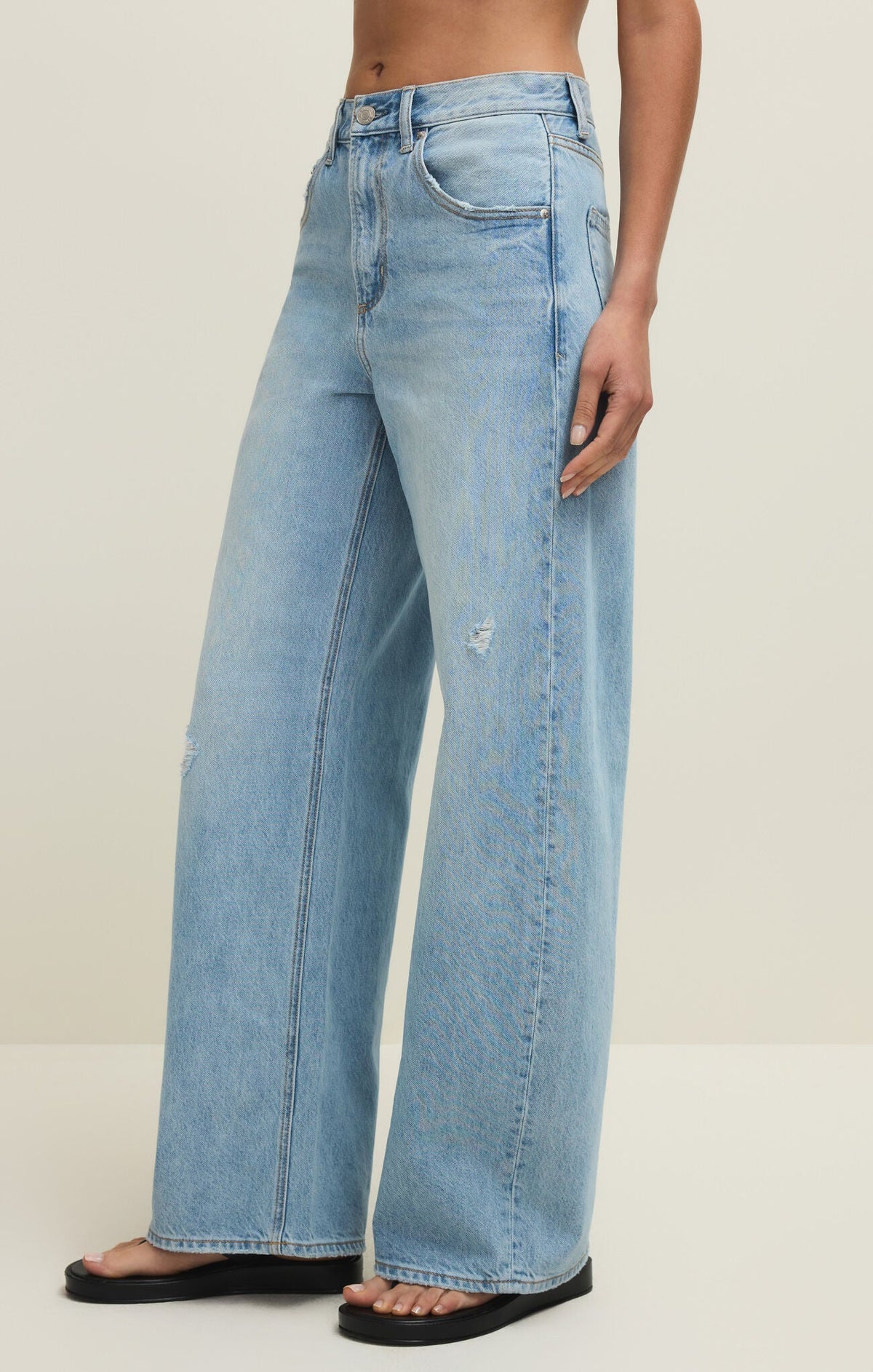 Remi High Rise Bowed Wide Denim - Cove