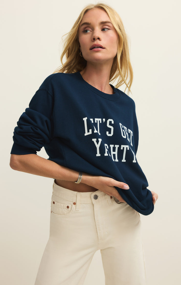 Yachty Boyfriend Sweatshirt- Eclipse