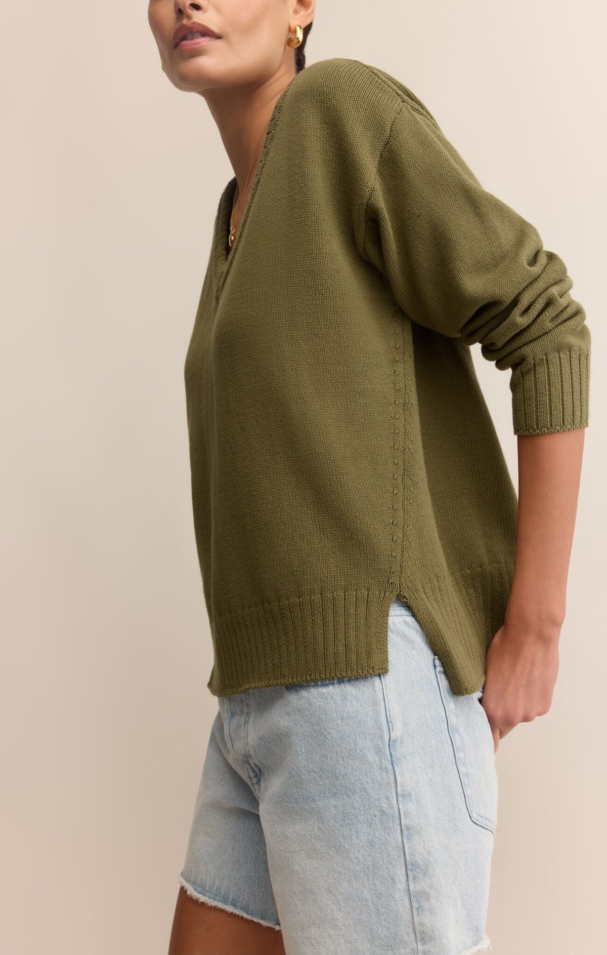 All Around V-Neck Sweater - Fern