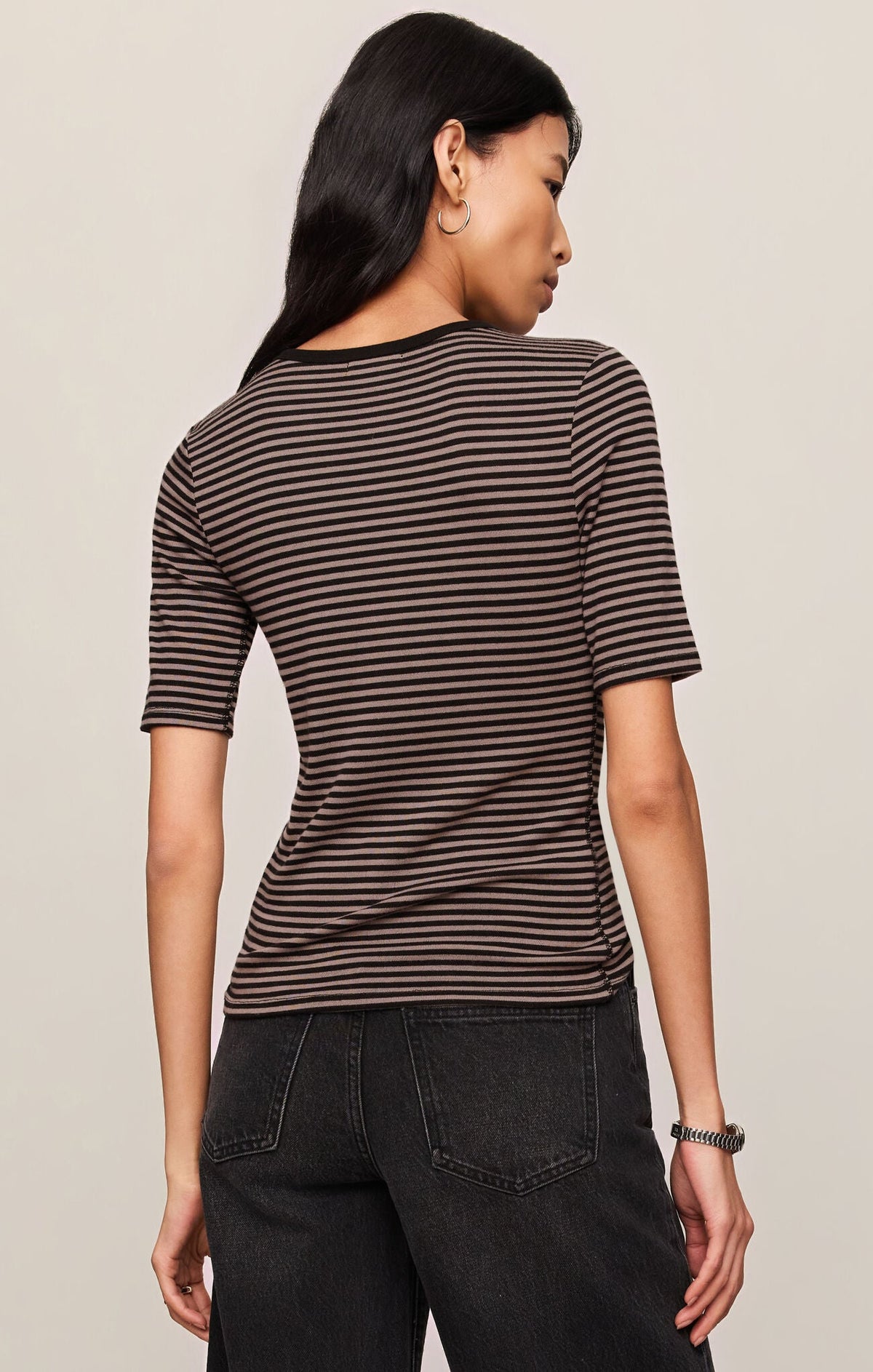 Freida Striped Tee Wild Mushroom
