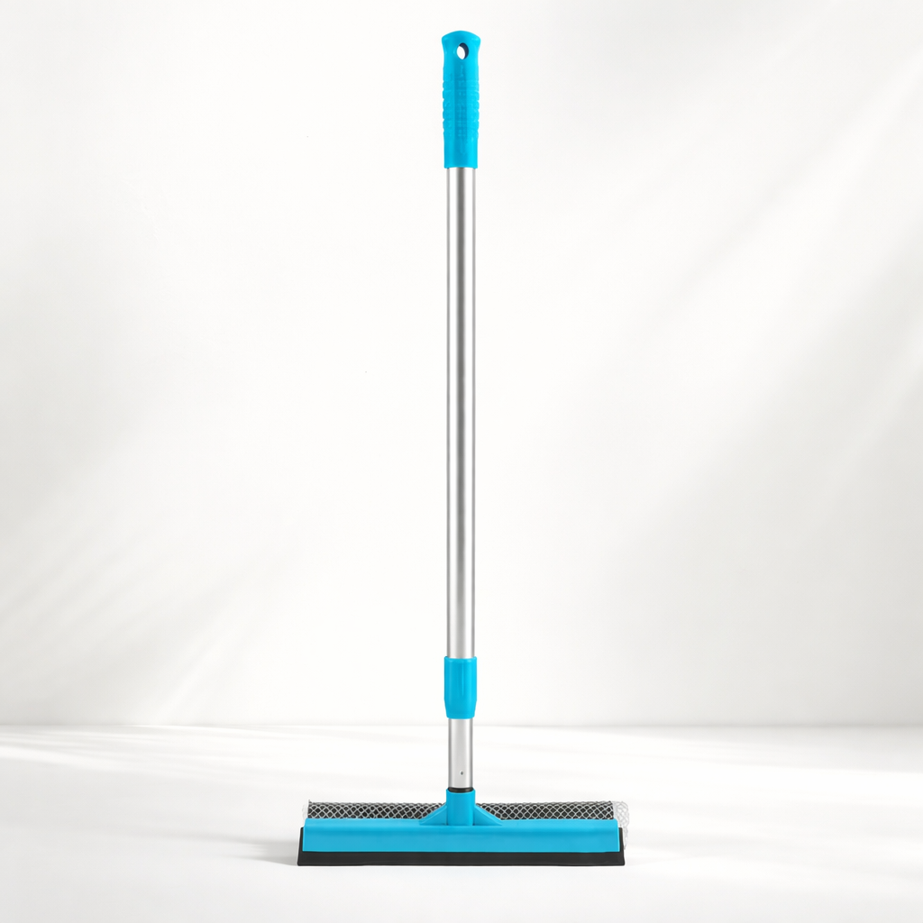 2-in-1 Window Squeegee with Aluminium Rod Handle – Glass Cleaning Wiper