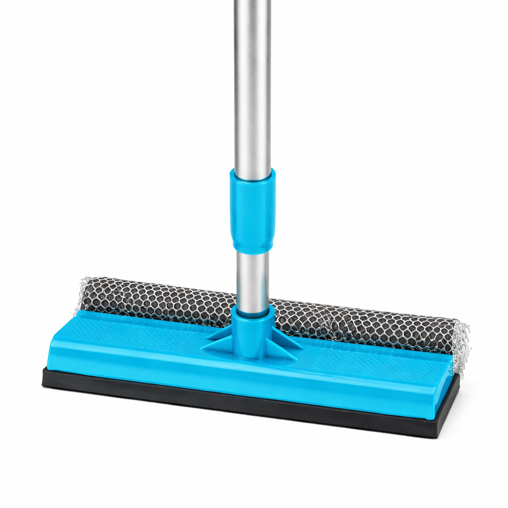 2-in-1 Window Squeegee with Aluminium Rod Handle – Glass Cleaning Wiper