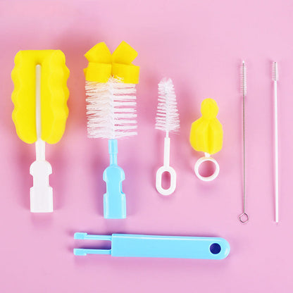 Zidello 6-Piece Baby Bottle Cleaning Brush Set – Bottle, Nipple, Straw & Tube Cleaner with Soft Sponge